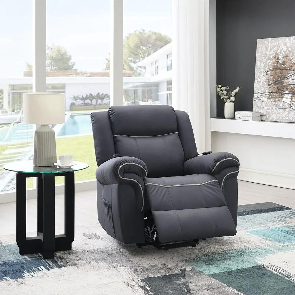 Domana - Power Recliner With Lift & Heating & Massage - Dark Blue Fabric by Unique Piece Furniture