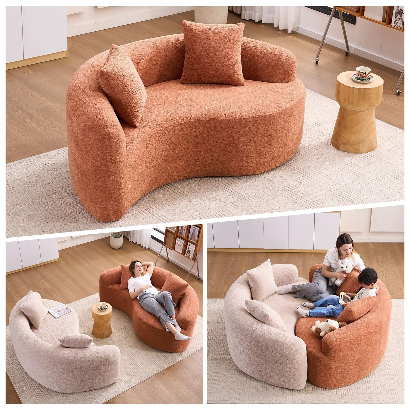 Tai Chi - Curved Dual Depth Loveseat by Unique Piece Furniture