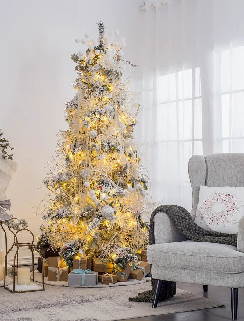 Christmas Ball Ornaments, Glass Decorative Hanging Ball Christmas Tree Ornaments, For Holiday Party Decorations (Set of 6) - White by Unique Piece Furniture