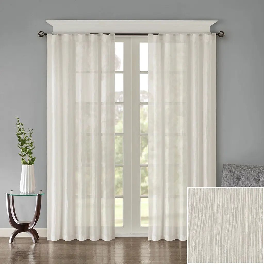 Solid Crushed Curtain Panel Pair (2 Pcs Window Panels) by HouseOfZazla