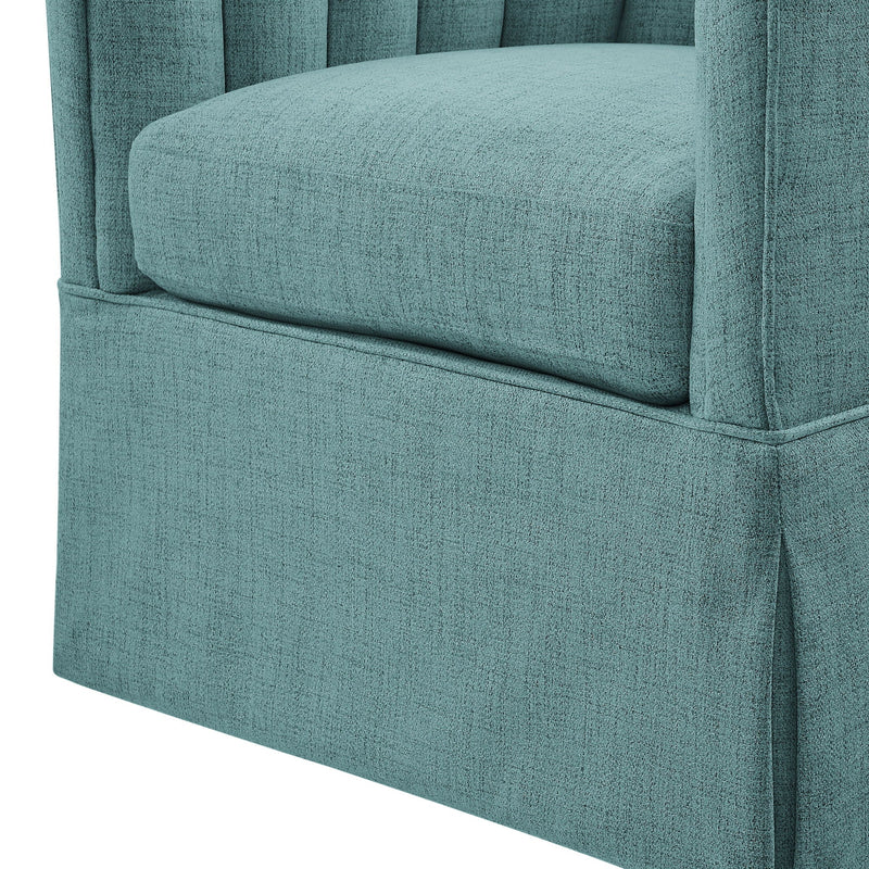 Solitude - Skirted Swivel Accent Chair With Hemp Like by HouseOfZazla