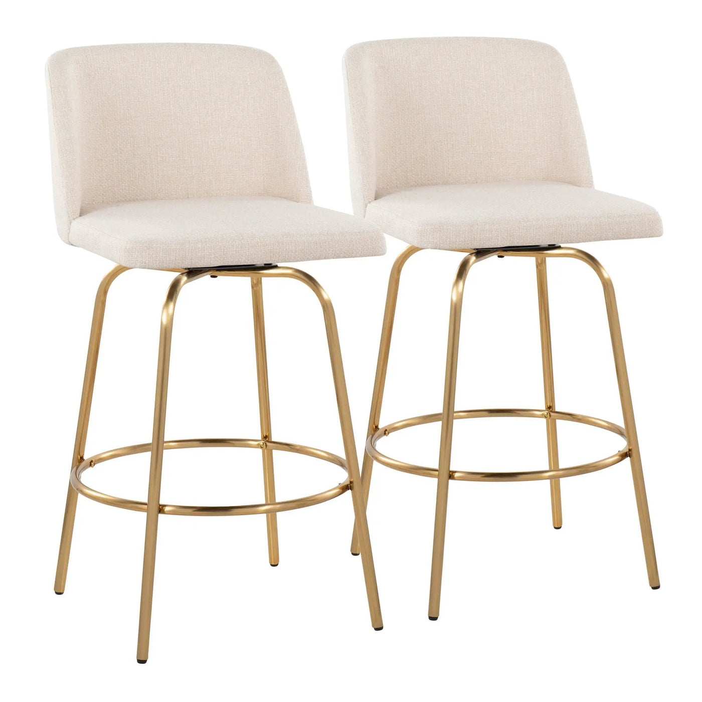 Toriano - Contemporary, Fixed Height Counter Stool With Swivel With Round Footrest (Set of 2) by HouseOfZazla