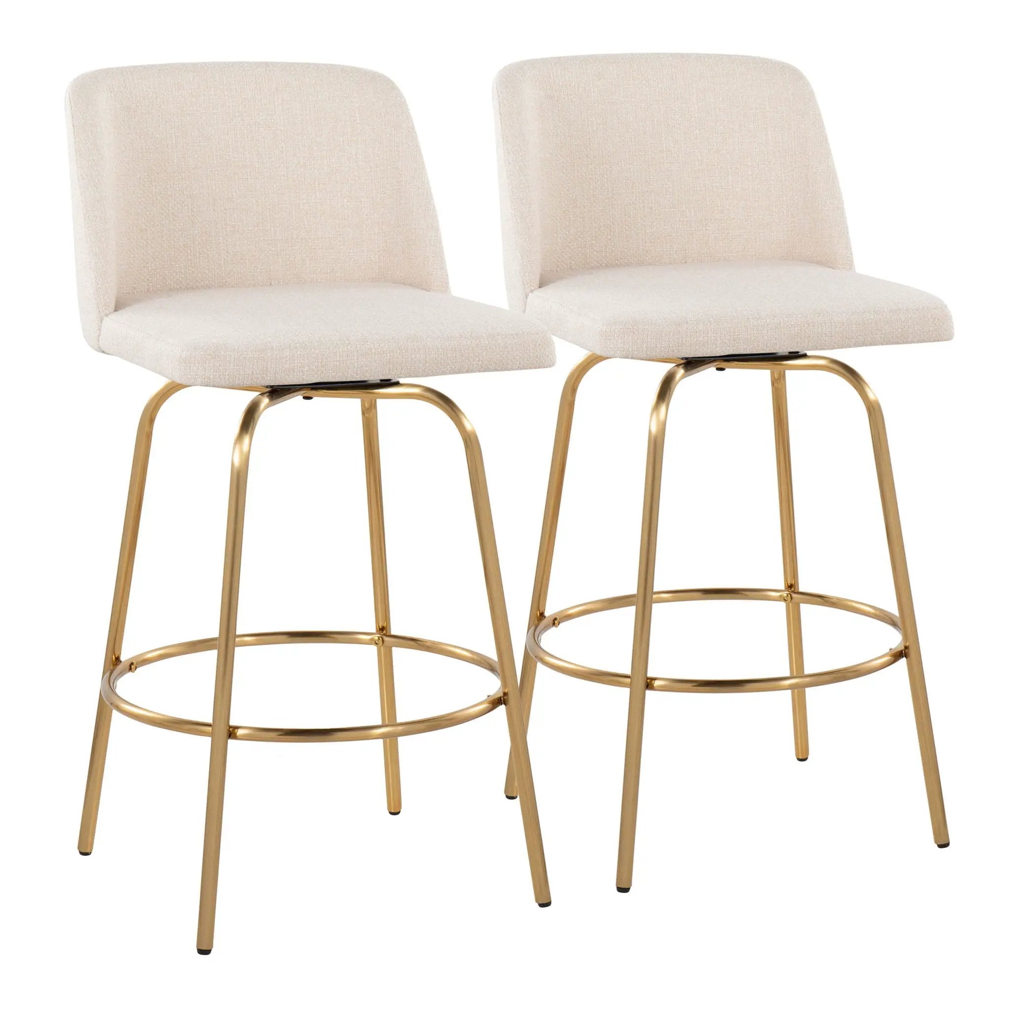 Toriano - Contemporary, Fixed Height Counter Stool With Swivel With Round Footrest (Set of 2) by Unique Piece Furniture