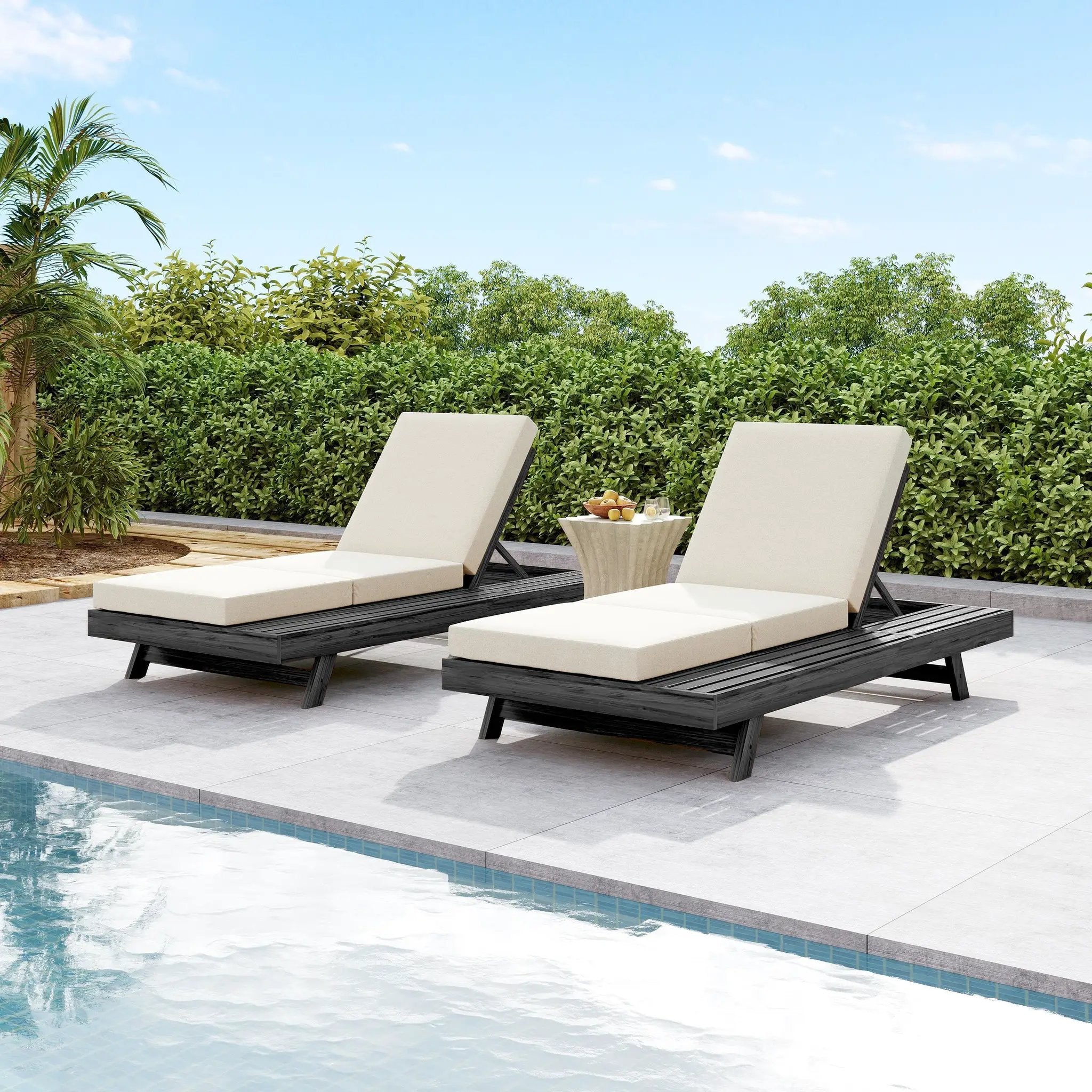 Lounge Chaise Set, Space Available On One Side, Acacia Solid Wood by HouseOfZazla