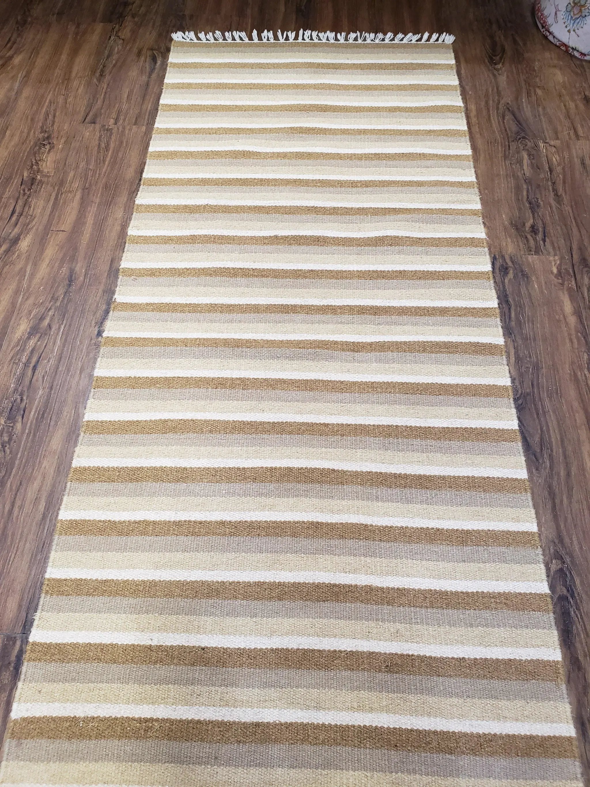 Striped Runner Rug, Flatweave Runner Rug, Hallway Runner, 15 ft Carpet Runner for Hall, Earth Tone Colors, Handmade Hand Woven Farmhouse Rug by Jewel Rugs