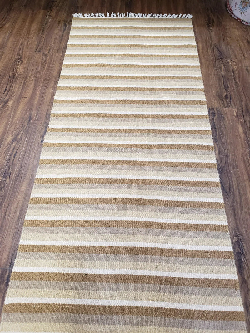 Striped Runner Rug, Flatweave Runner Rug, Hallway Runner, 15 ft Carpet Runner for Hall, Earth Tone Colors, Handmade Hand Woven Farmhouse Rug by Jewel Rugs
