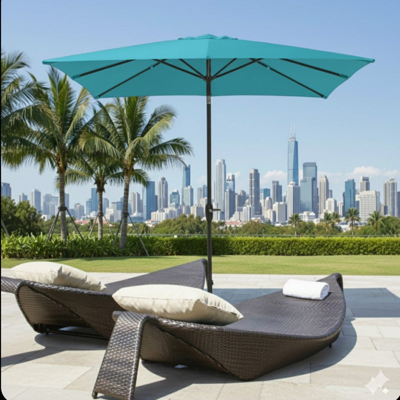 Rectangular Patio Umbrella With Crank Tilt, Polyester UV-Resistant Canopy by HouseOfZazla