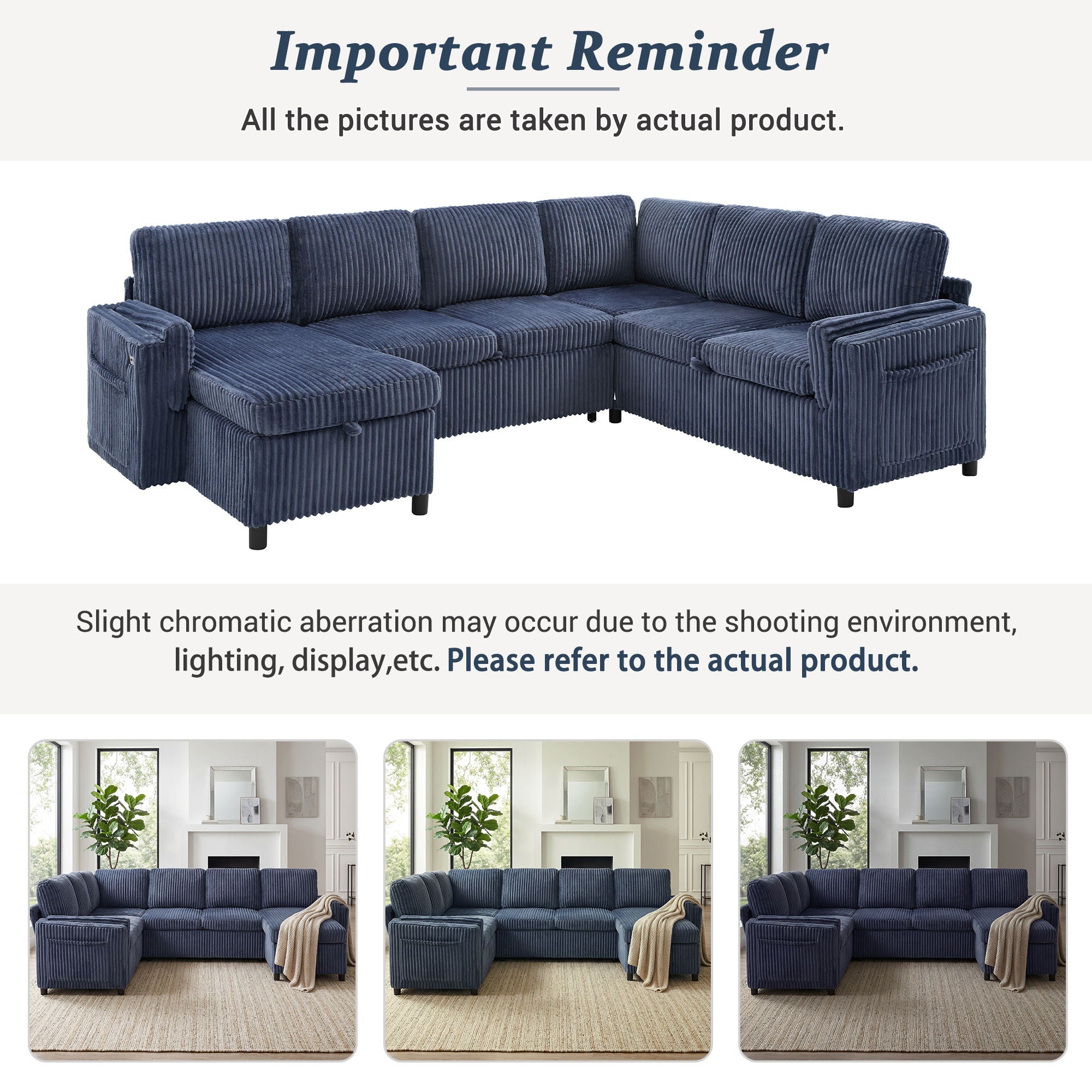 Convertible U-Shaped Sectional Sofa Bed With USB Ports And Storage by HouseOfZazla