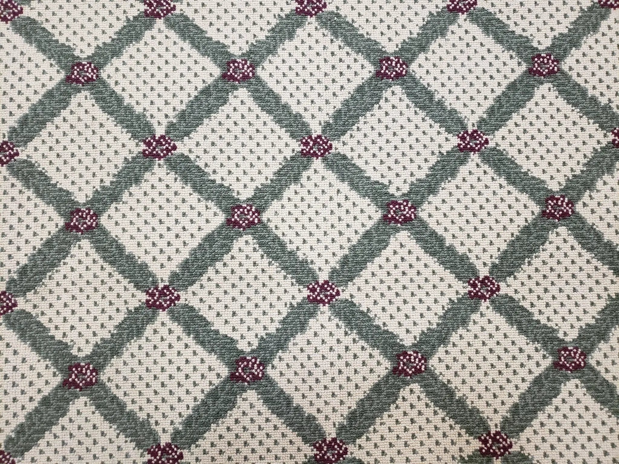 4x5 Panel Design Rug, 4' x 5' Power-Loomed Vintage Rug, Beige & Pine Green Carpet by Jewel Rugs