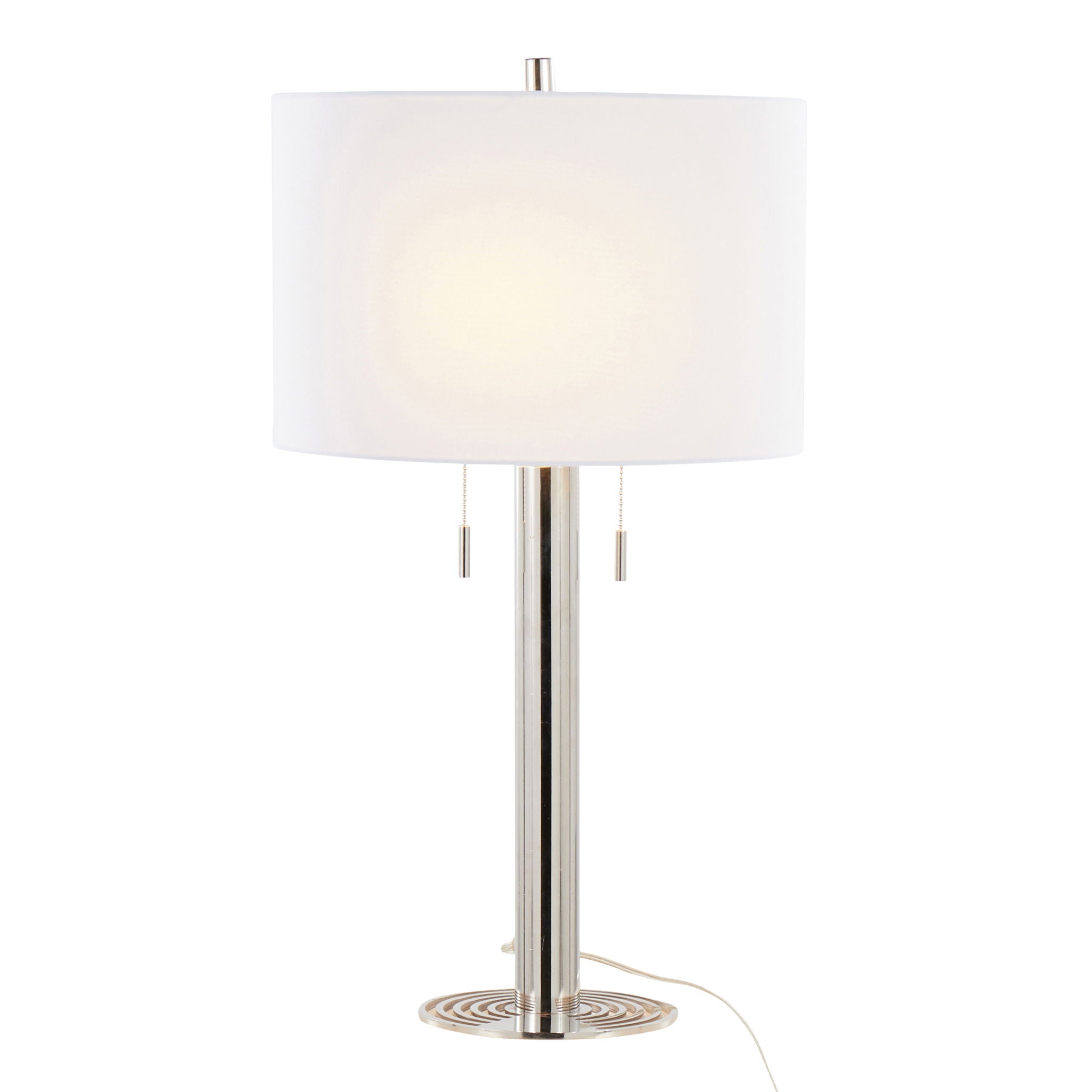 Master - 29" Contemporary Table Lamp (Set of 2) - Polished Nickel / White by HouseOfZazla