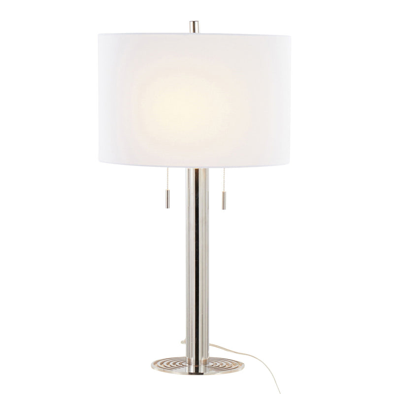 Master - 29" Contemporary Table Lamp (Set of 2) - Polished Nickel / White by HouseOfZazla
