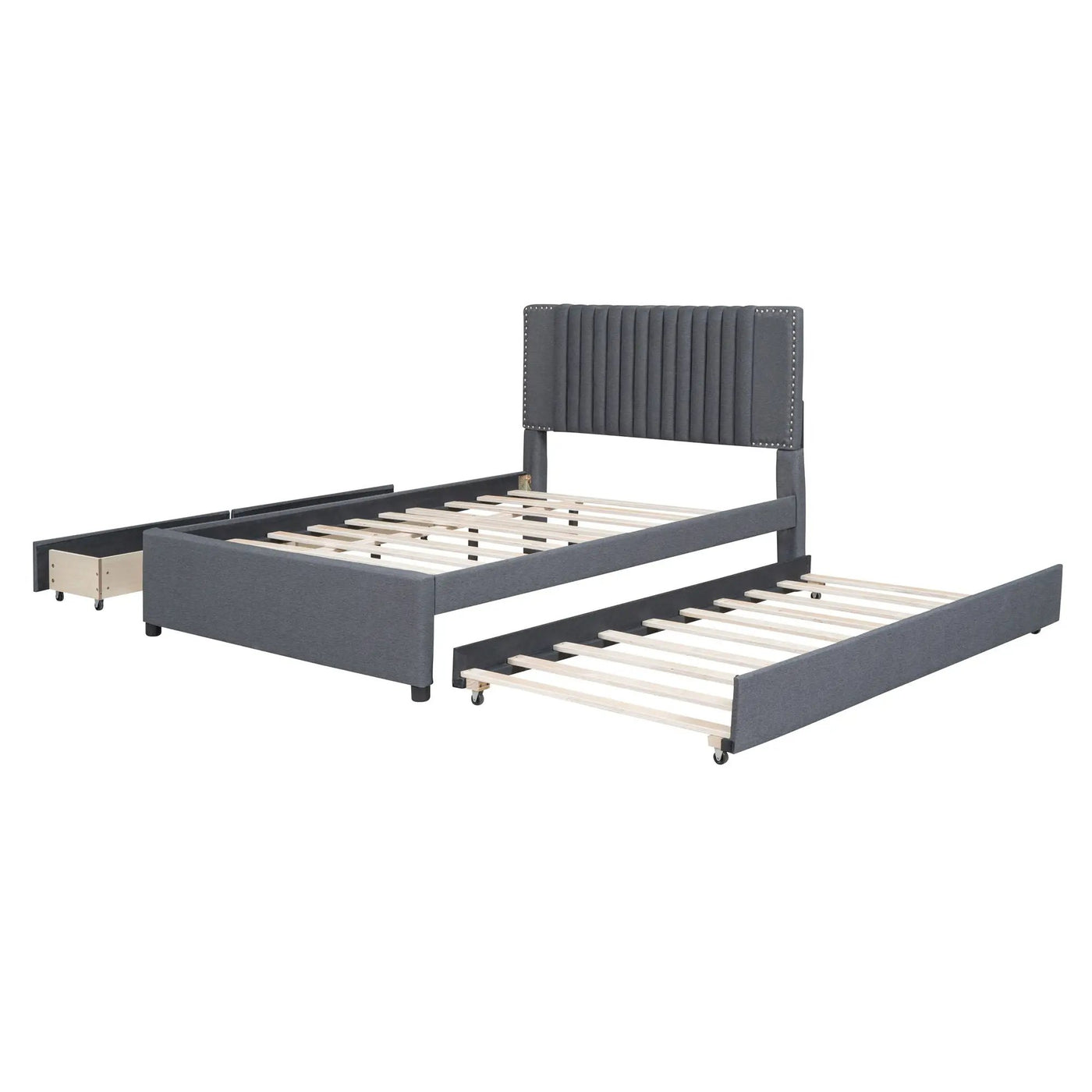 Upholstered Platform Bed With Drawers, Classic Headboard Design by Unique Piece Furniture