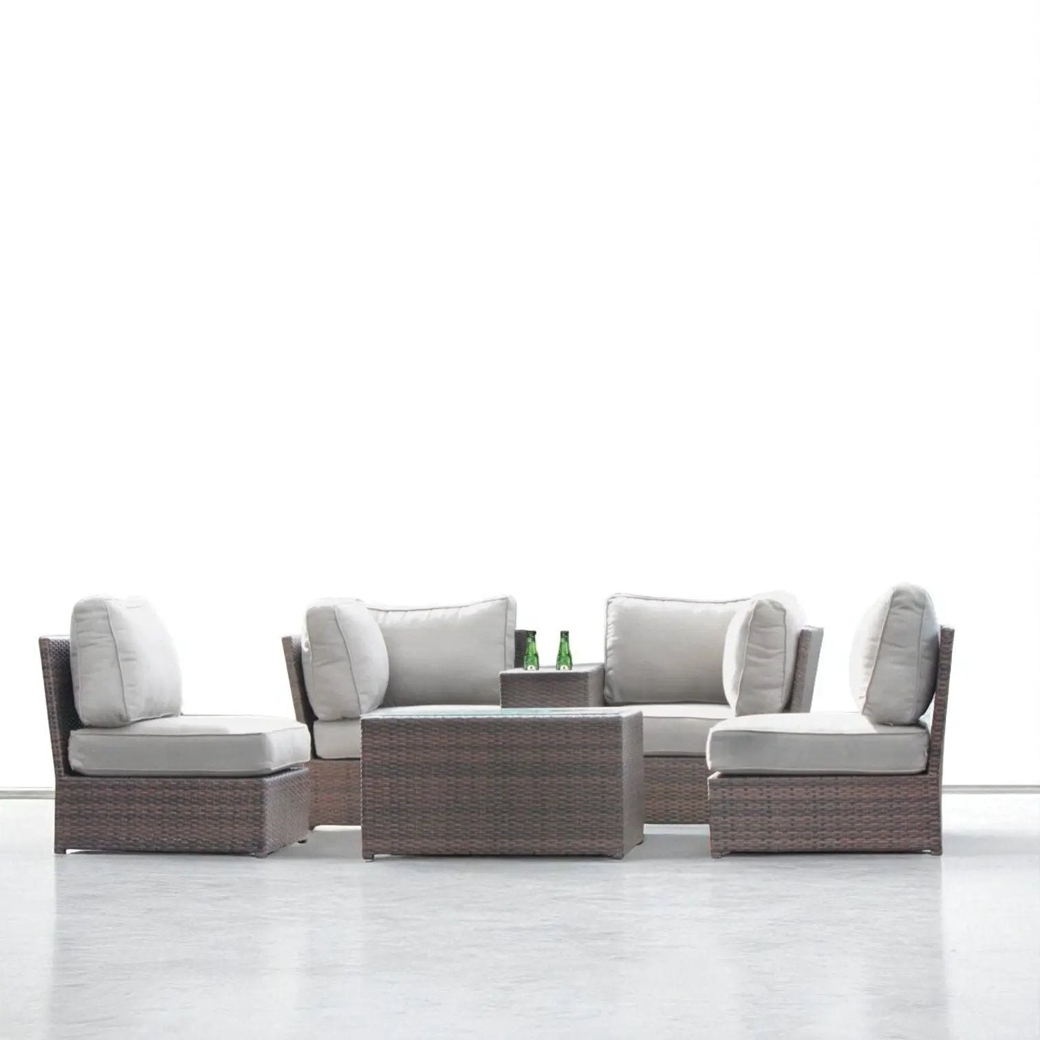 Comfortable Modern Patio Rattan Sectional Set With Cushions by Unique Piece Furniture