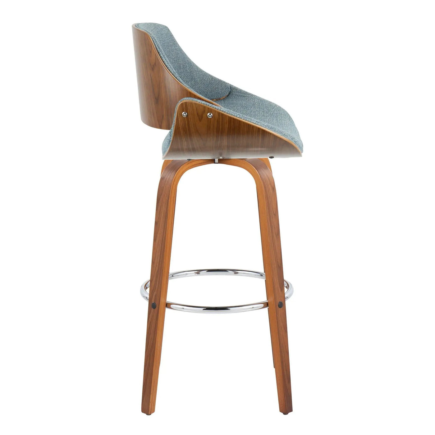 Fabrizzi - Mid Century Modern Fixed Height Barstool With Swivel With Round Footrest (Set of 2) by HouseOfZazla