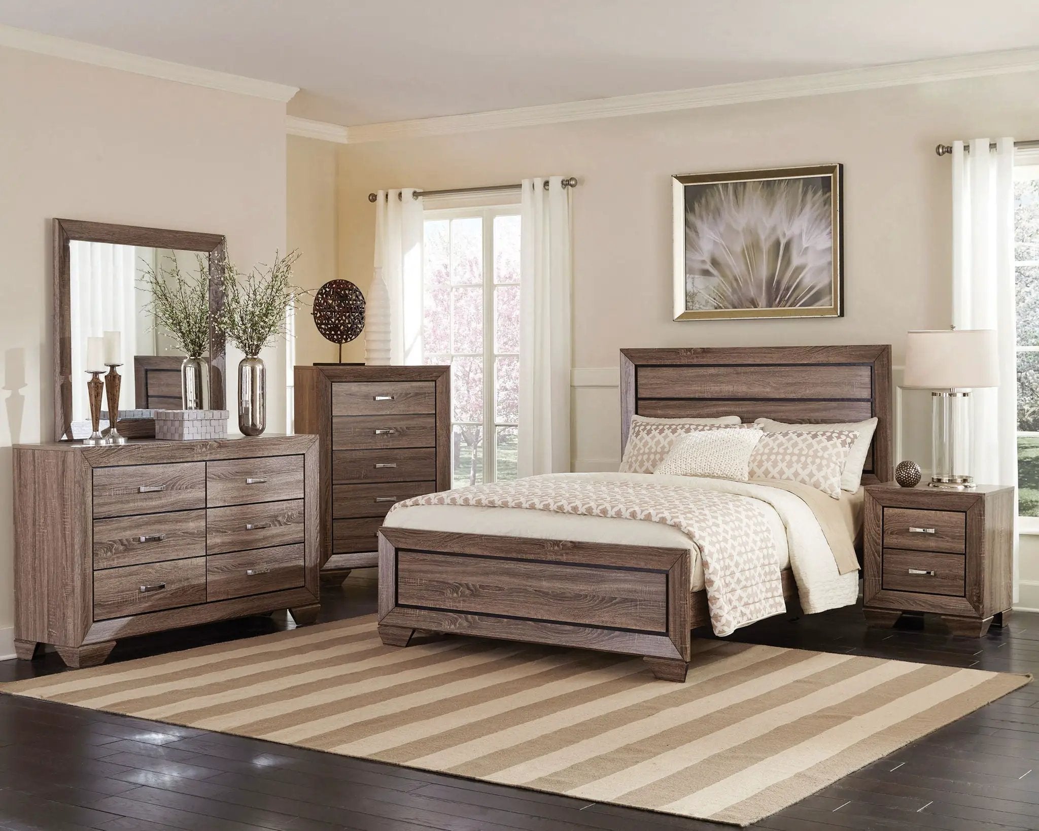 Kauffman 5-piece Eastern King Bedroom Set Washed Taupe by Unique Piece Furniture