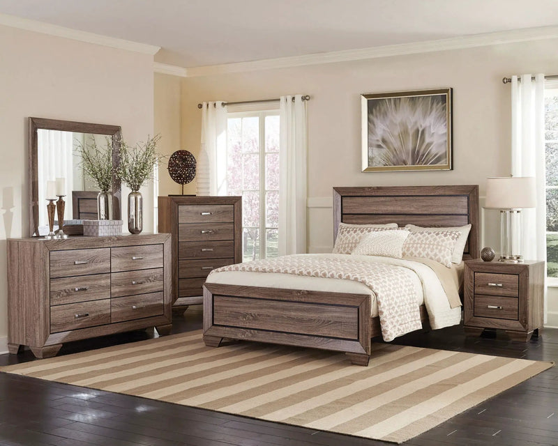 Kauffman 5-piece Eastern King Bedroom Set Washed Taupe by Unique Piece Furniture