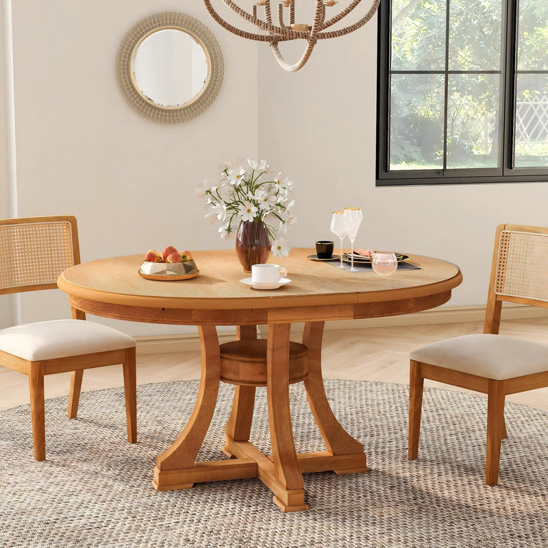 Extendable Round Rubber Wood Dining Table by HouseOfZazla