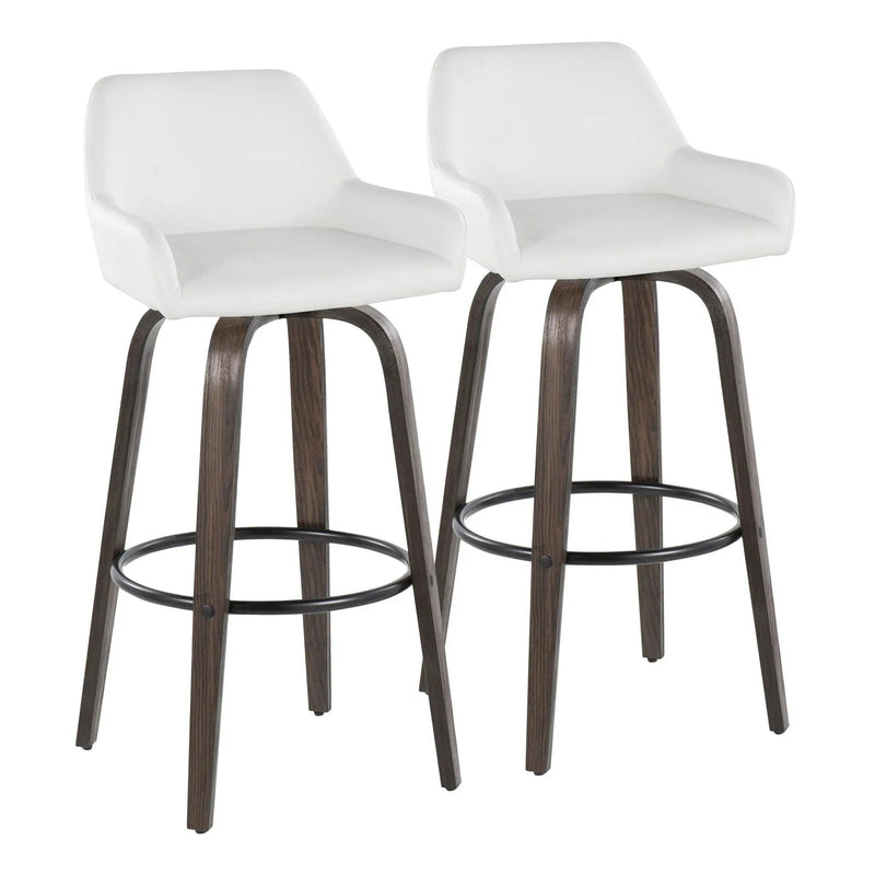 Daniella - Contemporary Fixed Height, Barstool With Swivel With Round Footrest (Set of 2) by Unique Piece Furniture