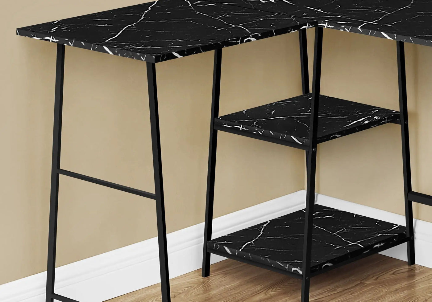 Computer Desk, Home Office, Corner, Storage Shelves, L Shape, Work, Laptop, Marble Look Laminate, Contemporary, Modern by Unique Piece Furniture