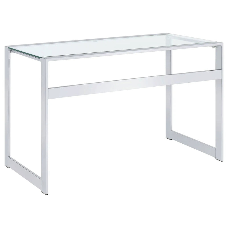 Hartford 47-inch Glass Top Writing Desk Chrome by Unique Piece Furniture