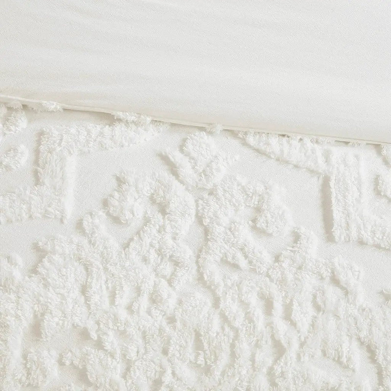Full/Queen Tufted Cotton Chenille Damask Duvet Cover Set by HouseOfZazla