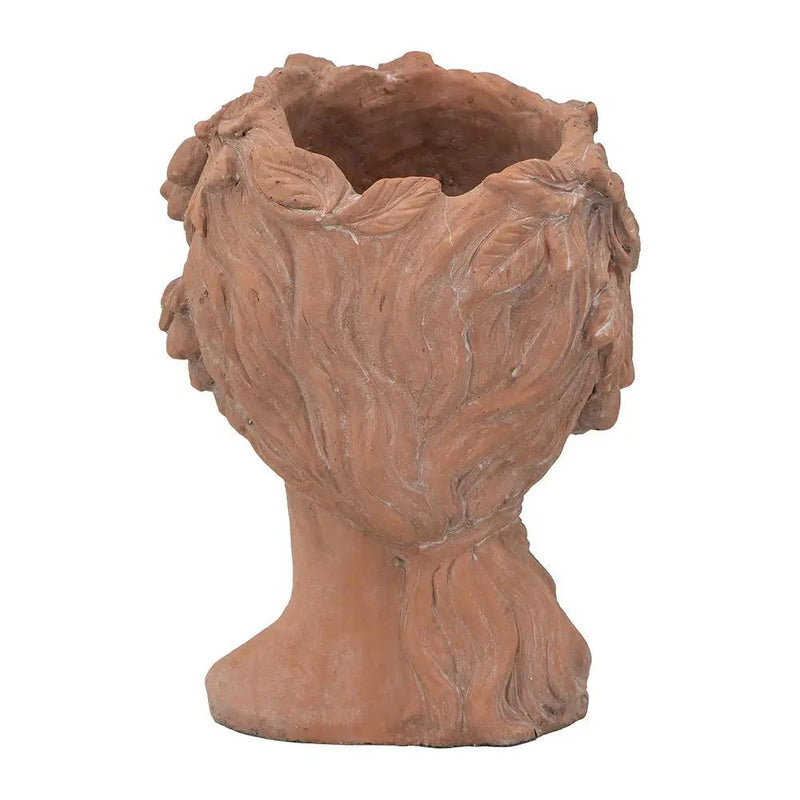 8X9X11.5" Head Bust Planter, Greek Style Cement Head Planter, Indoor Outdoor Home Garden Decor - Brown by HouseOfZazla
