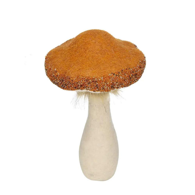Mushroom Holiday Ornament, For Harvest Festival Fall Festival & Thanksgiving Table Decorations (Set of 2) - Beige / Orange by HouseOfZazla