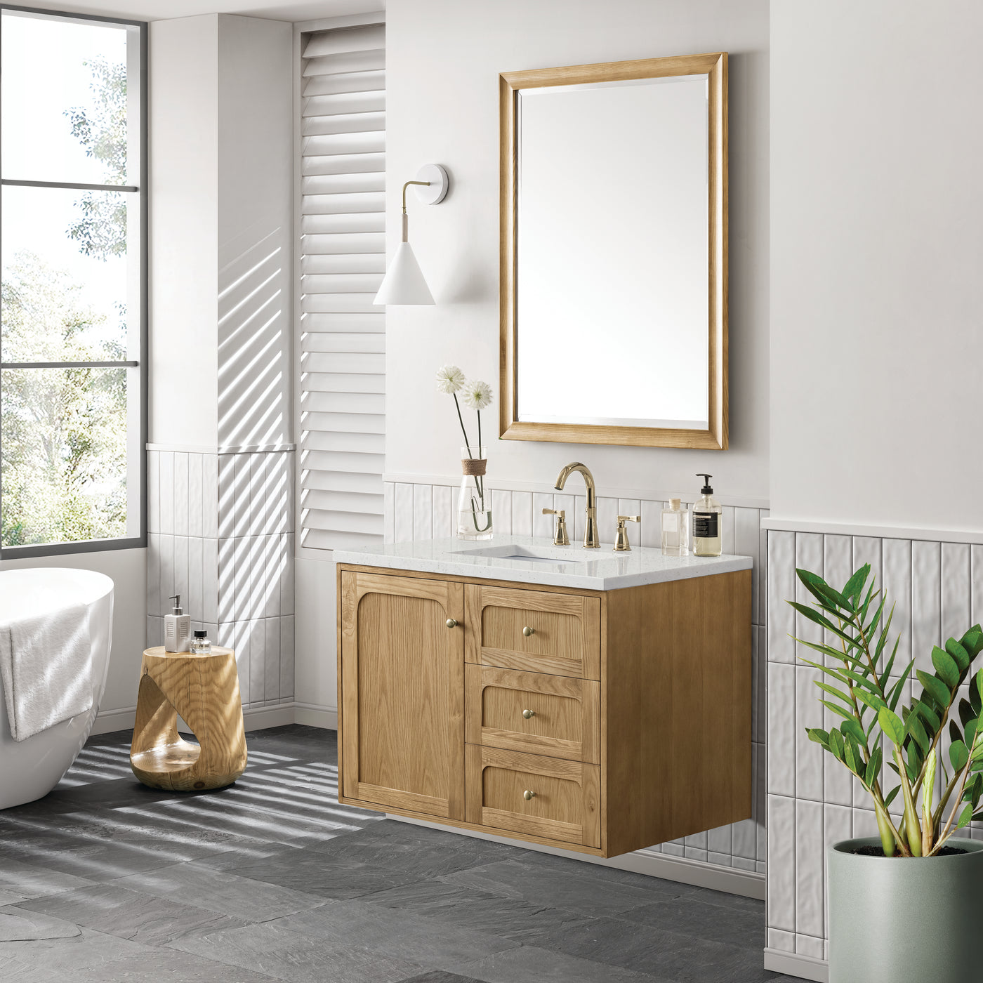 James Martin Laurent 36" Dual Mount Single Bathroom Vanity, Light Natural Oak, view 30