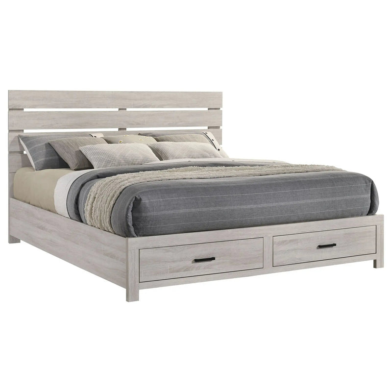 Brantford Wood Eastern King Storage Panel Bed Coastal White by Unique Piece Furniture