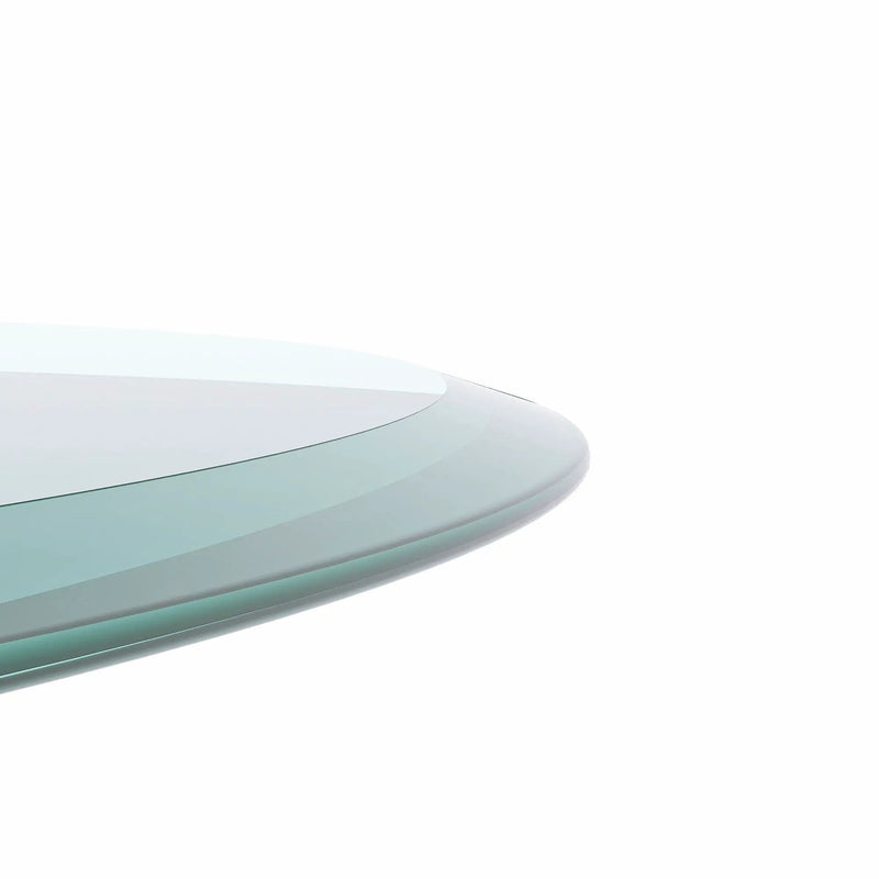 Round Tempered Glass Table Top Clear Glass, Thick Beveled Polished Edge - Black by HouseOfZazla