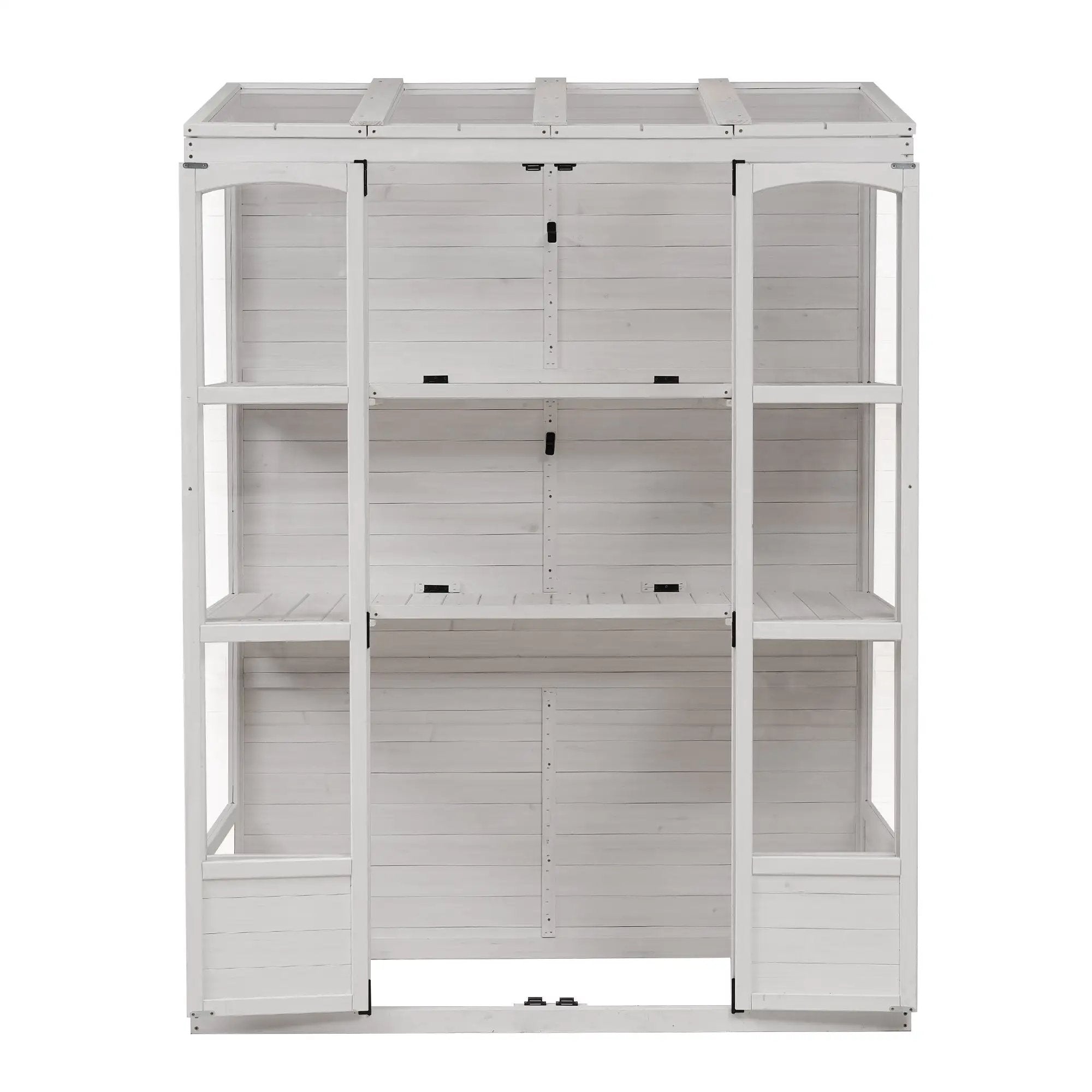 TOPMAX 78-Inch Wooden Greenhouse with Skylights and Folding Shelves by HouseOfZazla