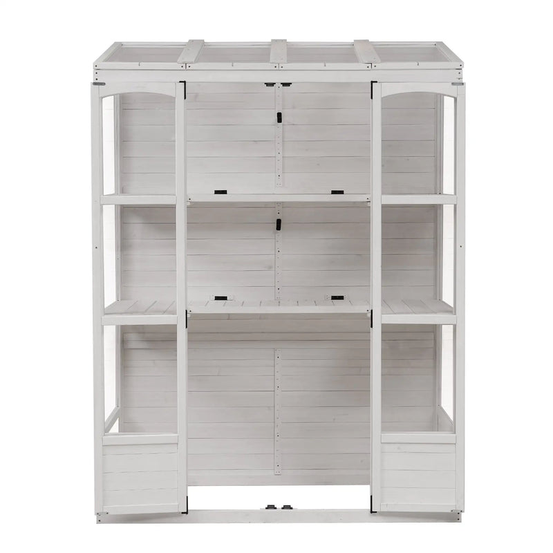 TOPMAX 78-Inch Wooden Greenhouse with Skylights and Folding Shelves by HouseOfZazla