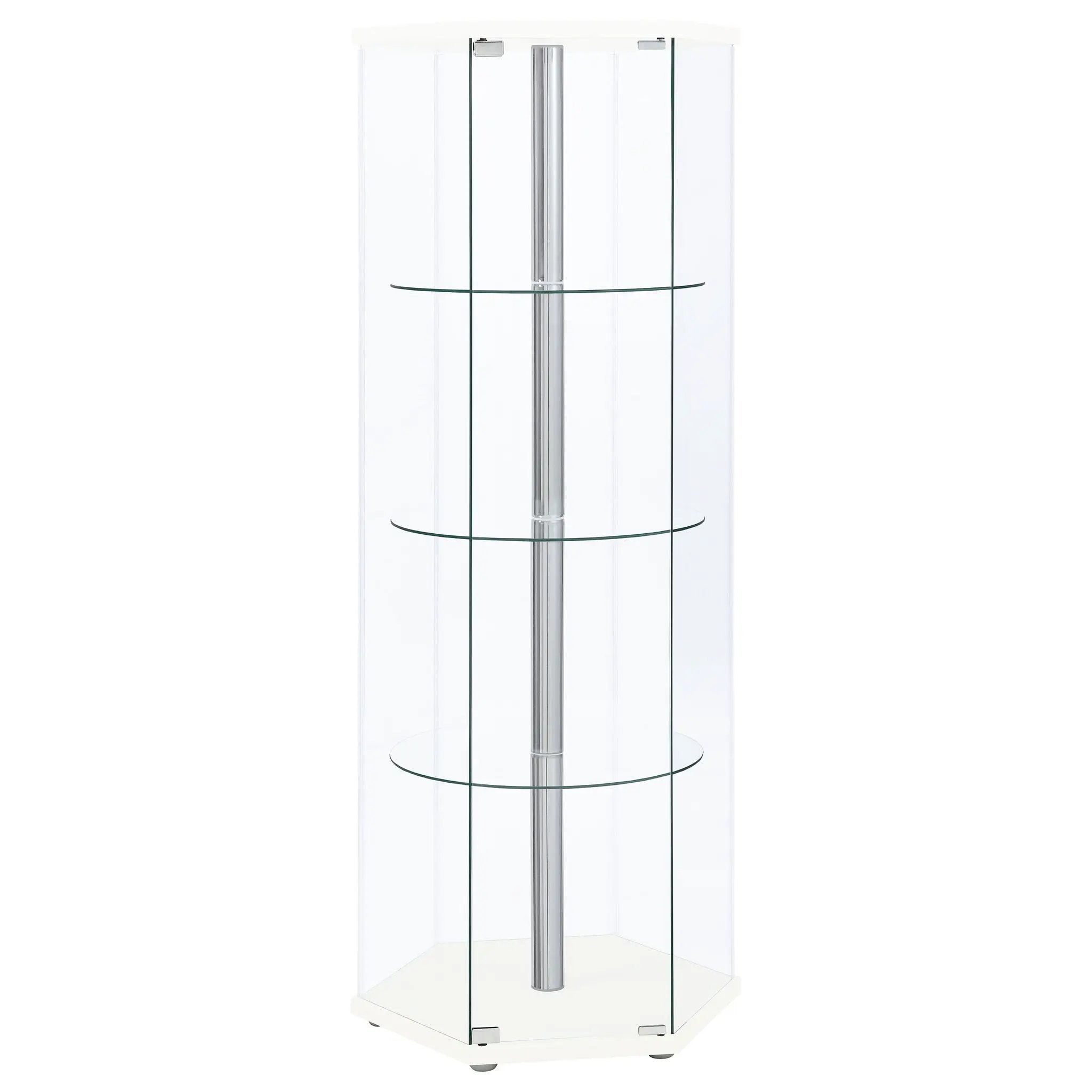 Zahavah 4-shelf Hexagonal Clear Glass Curio Cabinet White by Unique Piece Furniture
