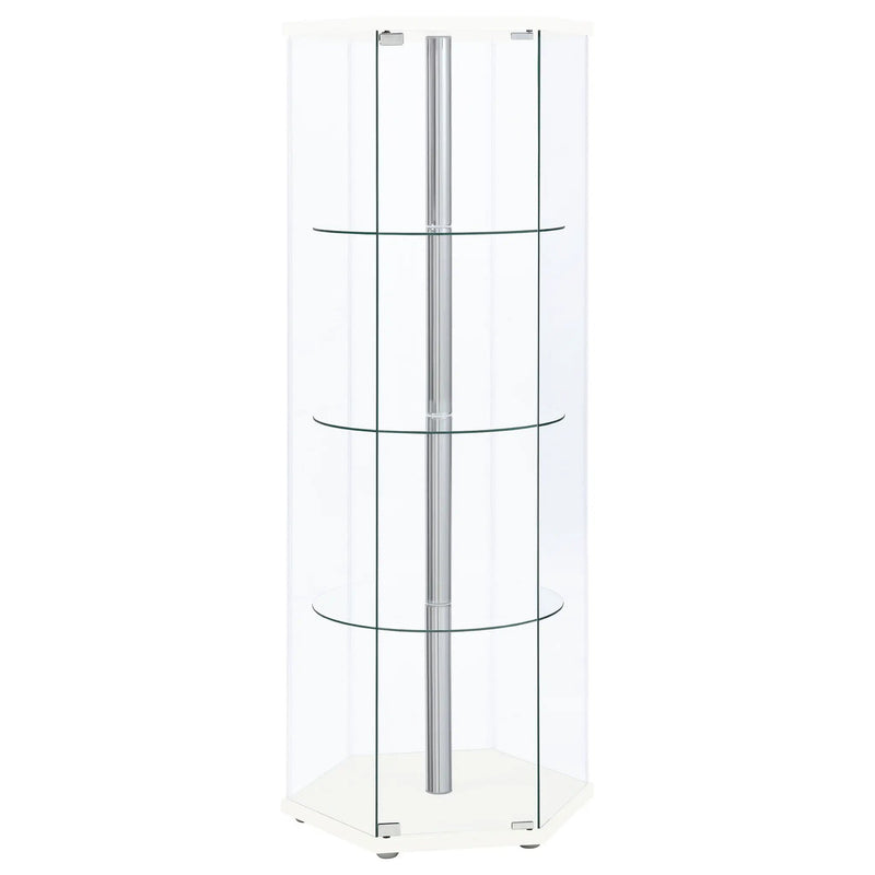 Zahavah 4-shelf Hexagonal Clear Glass Curio Cabinet White by Unique Piece Furniture