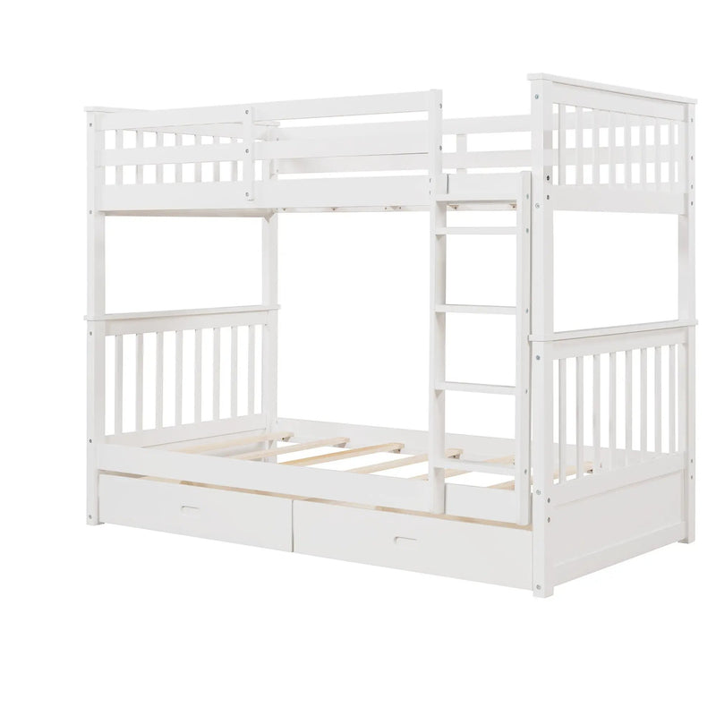 Bunk Bed With Ladders And 2 Storage Drawers by Unique Piece Furniture