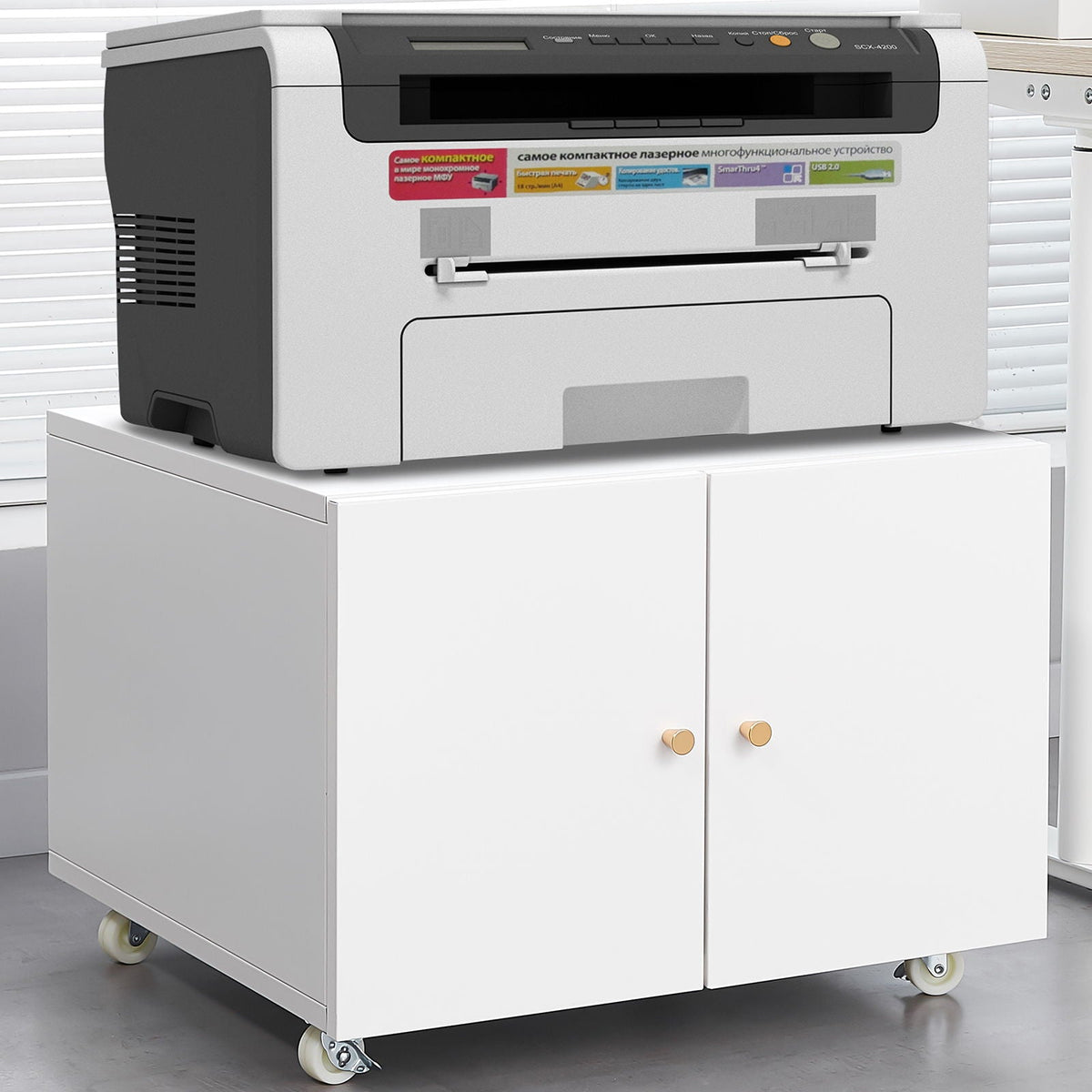Office Furniture Copier Cabinet 2 Door Steel Copier Stand Mobile Pedestal File Printer Stand, photo 23 of 28