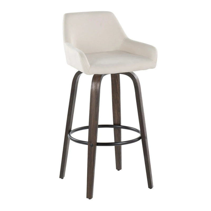 Daniella - Contemporary Fixed Height, Barstool With Swivel With Round Footrest (Set of 2) by HouseOfZazla