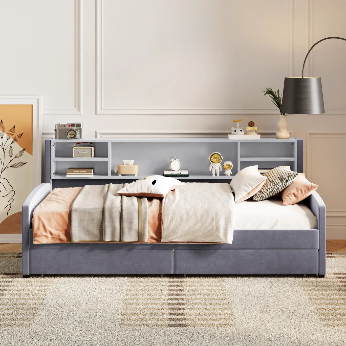 Luxurious Upholstered Platform Bed With Storage Drawers by Unique Piece Furniture