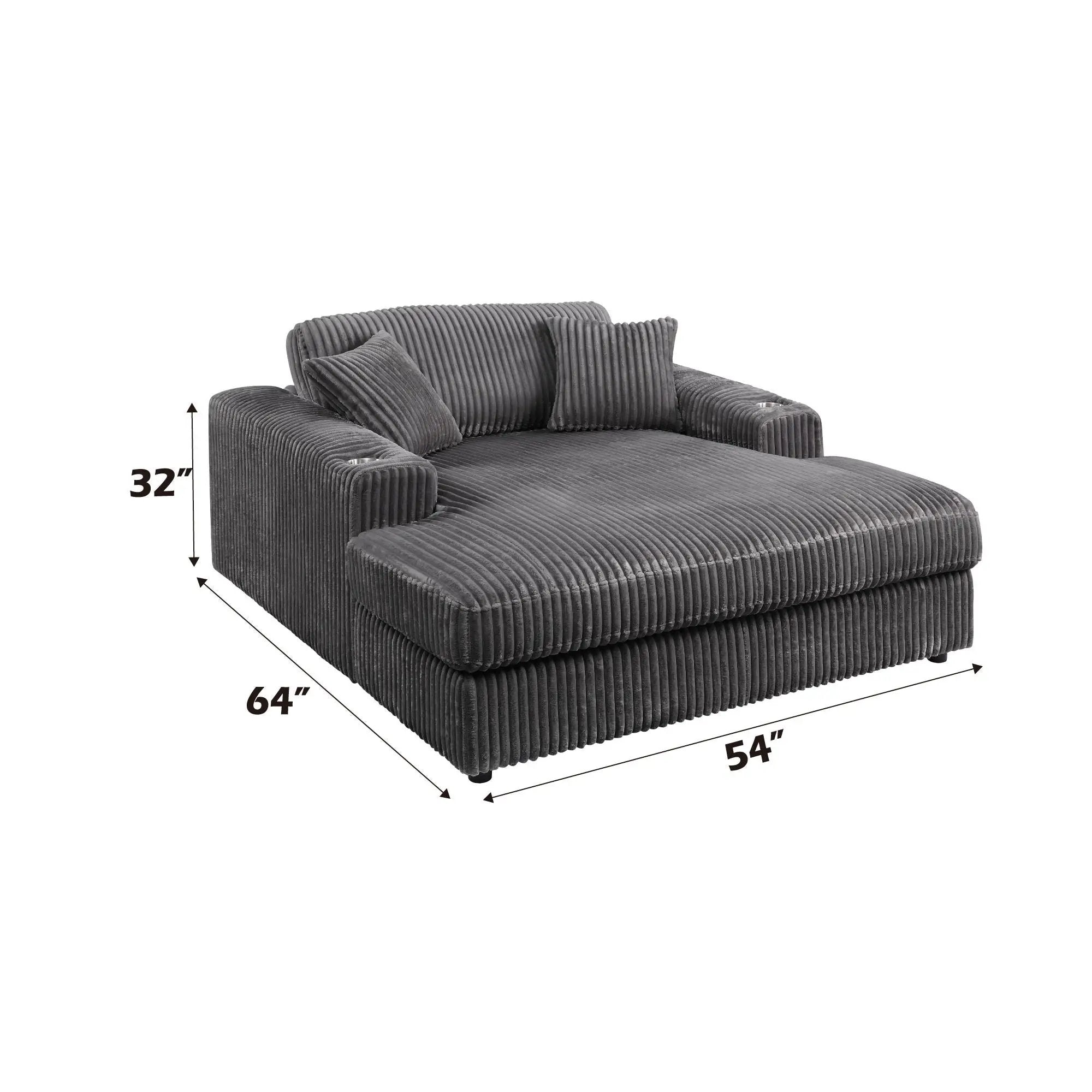 Hilde Chaise - With 2 Pillows - Dark Gray by Unique Piece Furniture