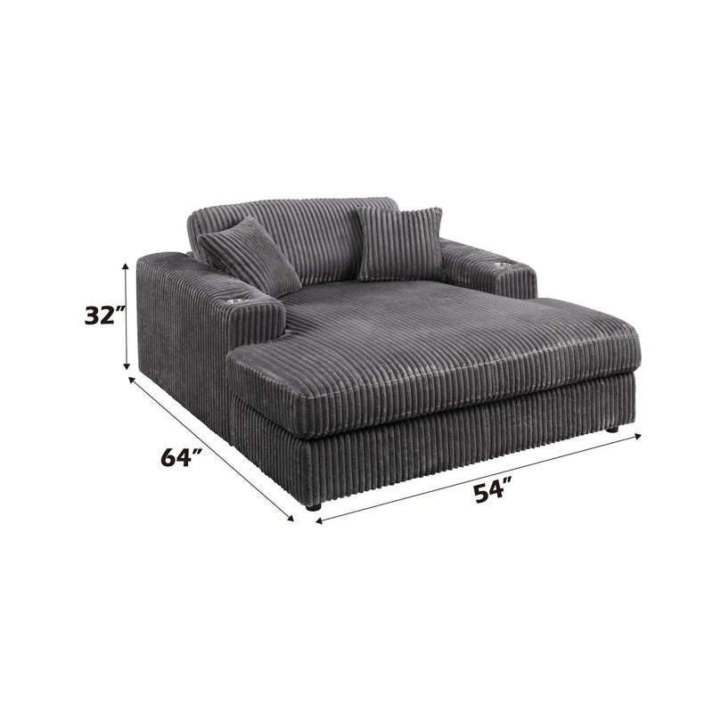 Hilde Chaise - With 2 Pillows - Dark Gray by Unique Piece Furniture