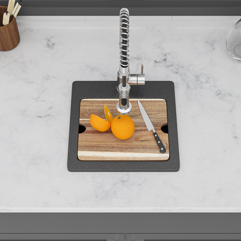 Quartz Drop-In Topmount Bar Sink - 15" x 15" x 9.65" by HouseOfZazla