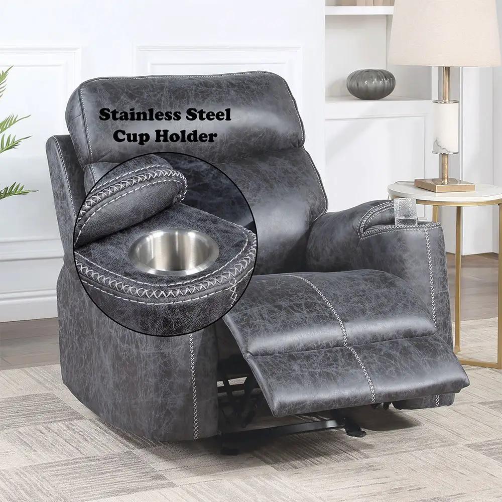 Hirah - Motion Glider Recliner - Dark Gray Polish Microfiber by Unique Piece Furniture