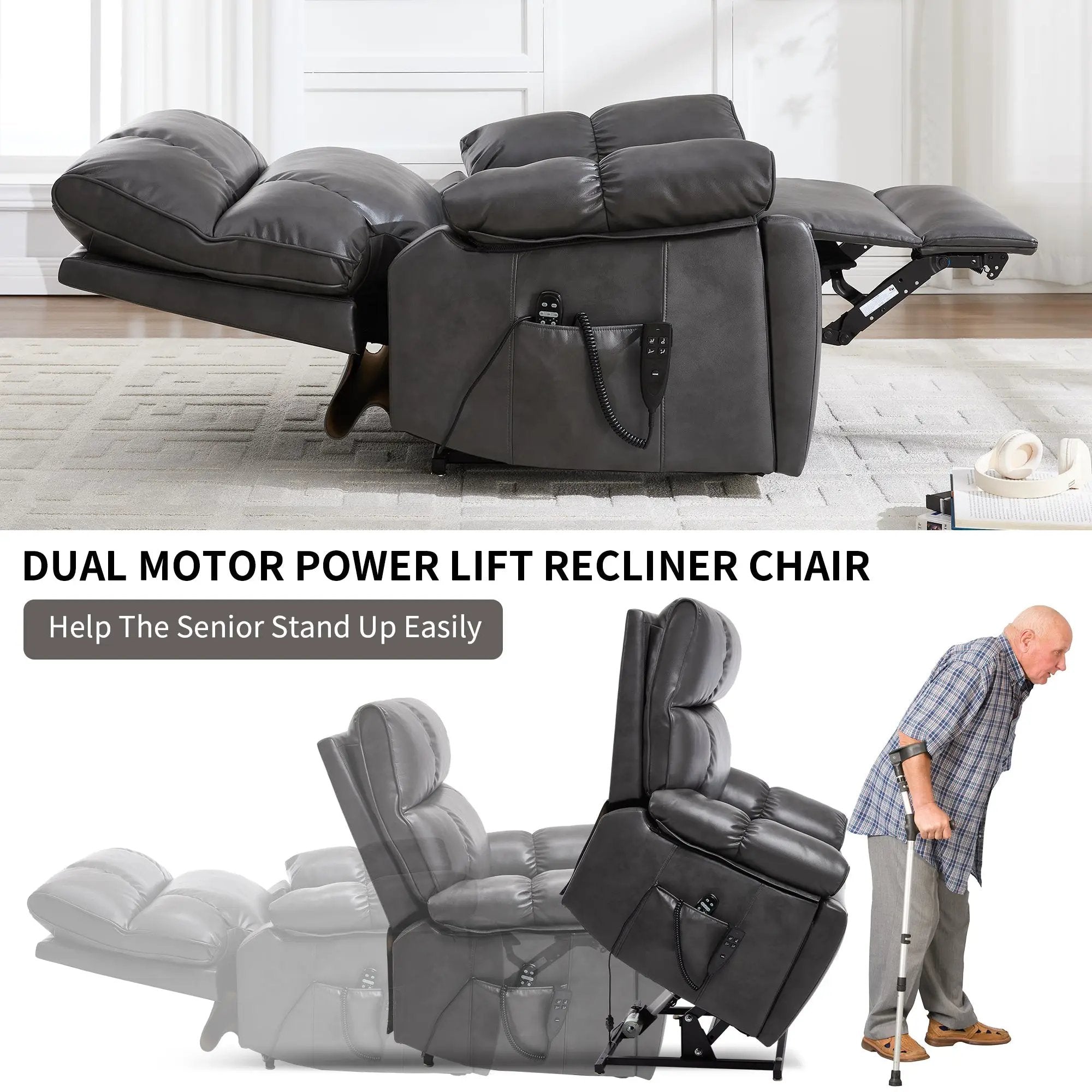 ComfortMax Dark Oversized Lift Recliner Chair by HouseOfZazla