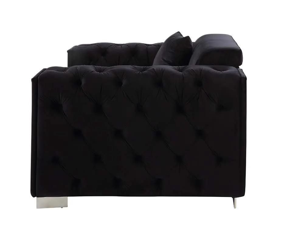 Trislar - Loveseat With 4 Pillows (Same 52526) - Black Velvet by Unique Piece Furniture
