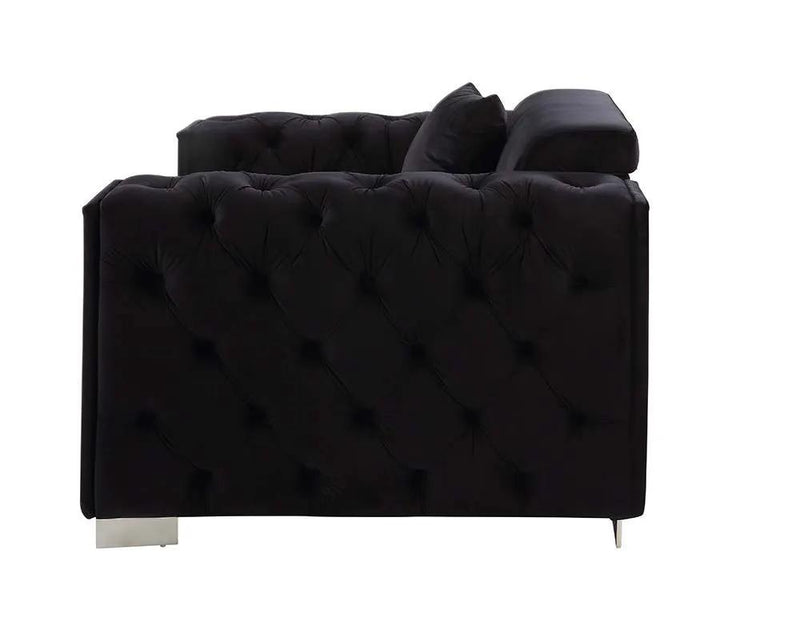 Trislar - Loveseat With 4 Pillows (Same 52526) - Black Velvet by Unique Piece Furniture