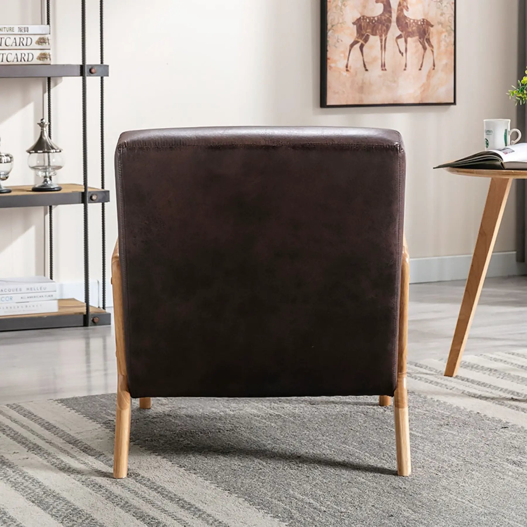 Open Framed Armchair With Cushioning Brown - Dark Brown by Unique Piece Furniture