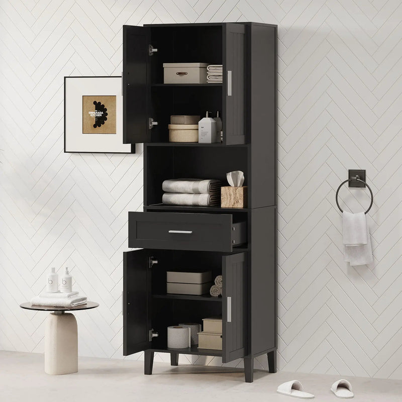 Freestanding Tall Bathroom Cabinet With Soft Close Doors And Adjustable Shelves by Unique Piece Furniture