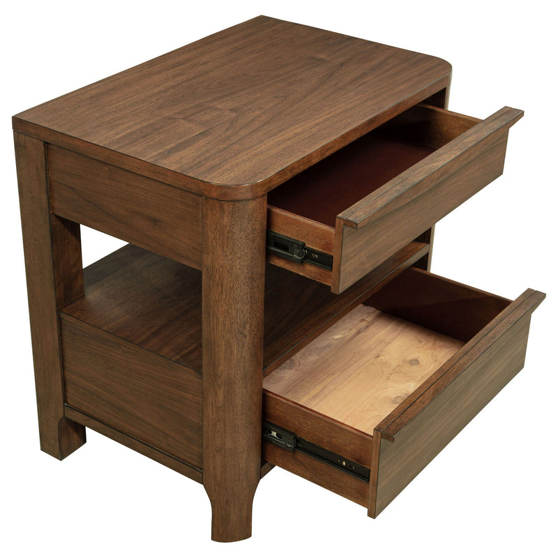 Verona - 2 Drawer Bedside Table With Hidden Storage - Walnut by HouseOfZazla