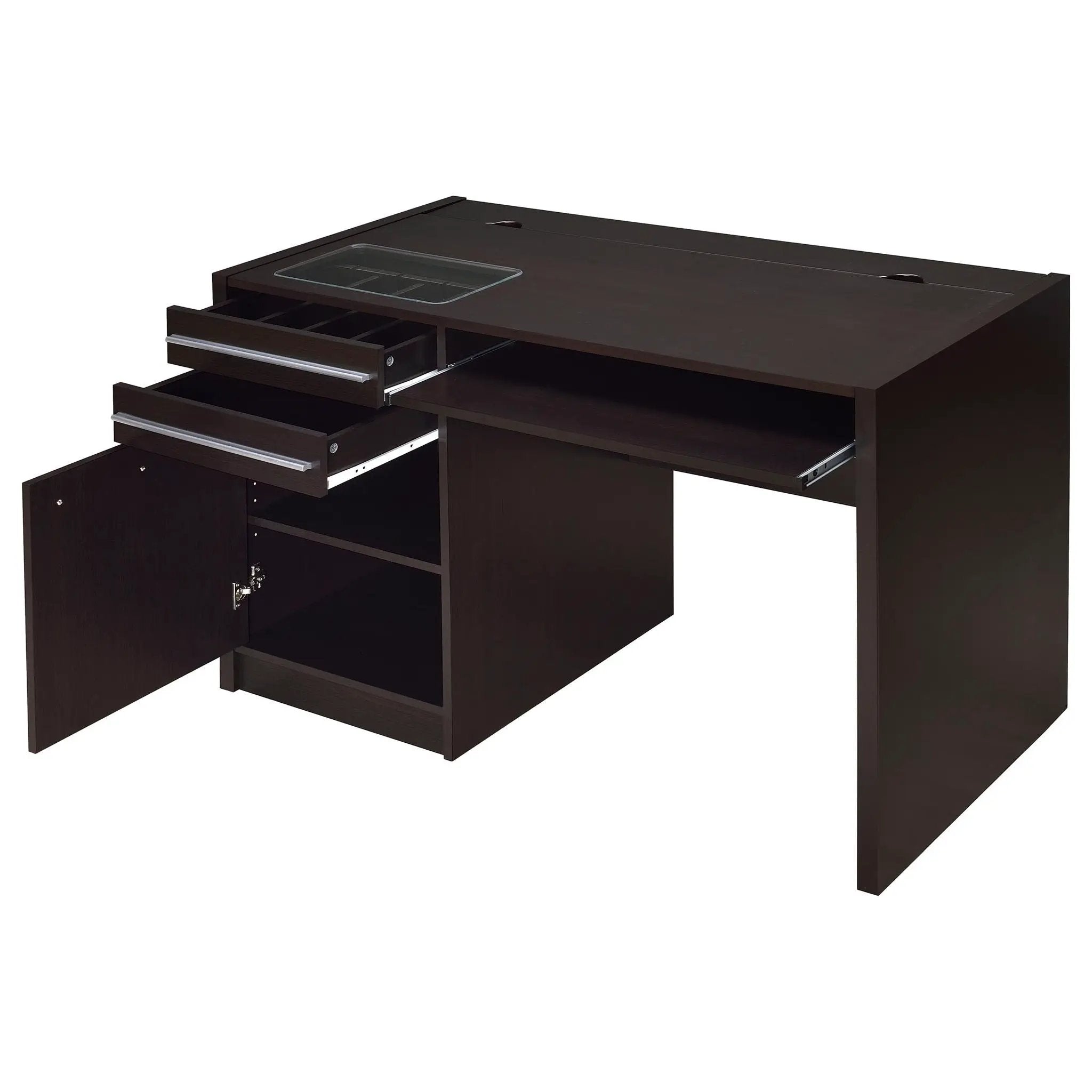 Halston 47-inch 2-drawer Office Desk with Cabinet Cappuccino by Unique Piece Furniture