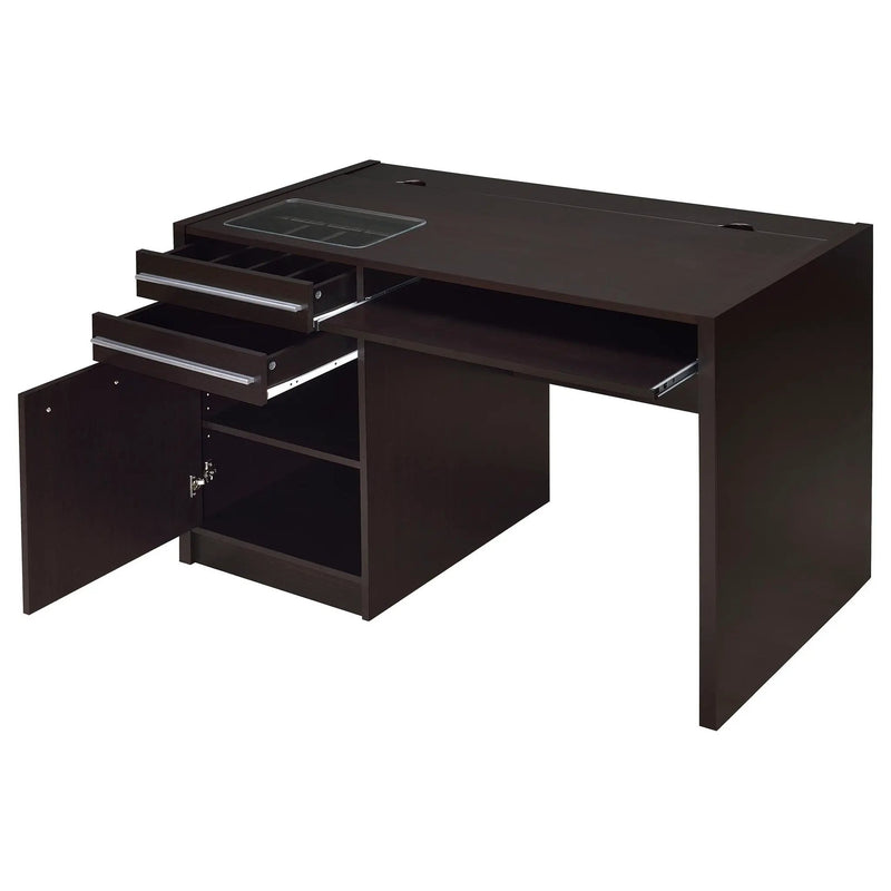 Halston 47-inch 2-drawer Office Desk with Cabinet Cappuccino by Unique Piece Furniture
